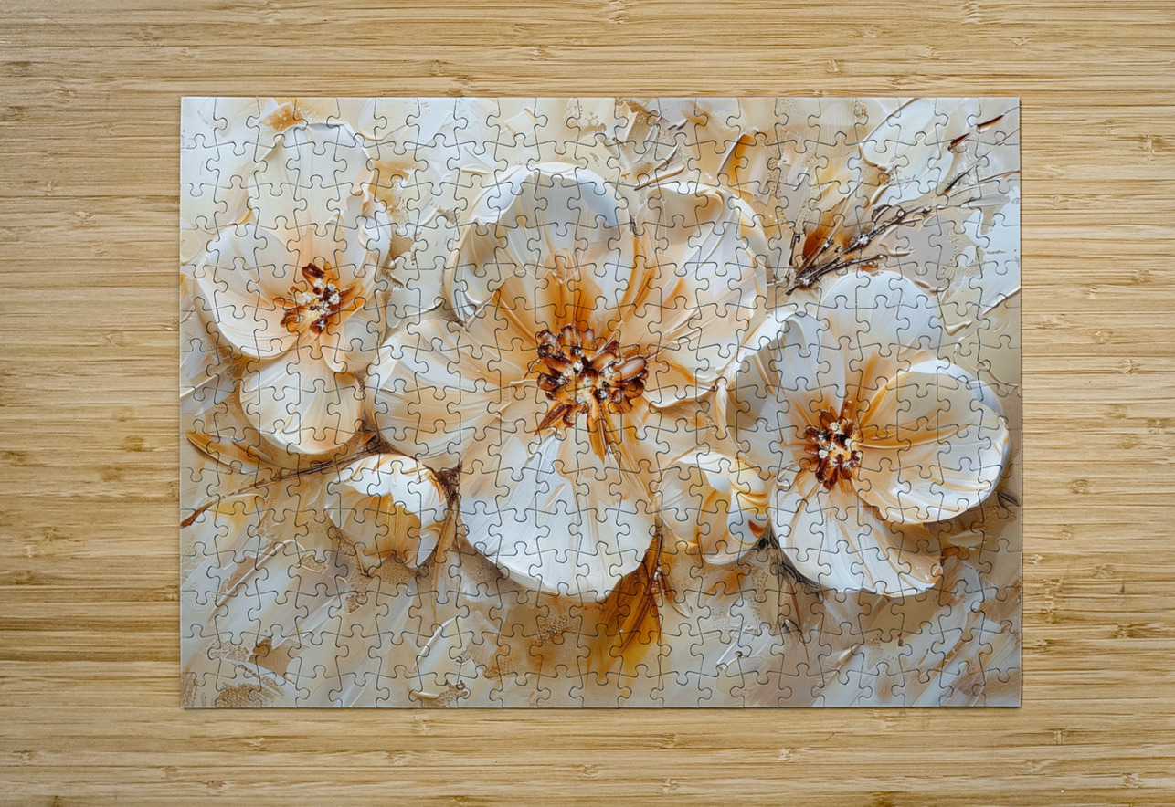 White flowers B George Bloise Puzzle printing