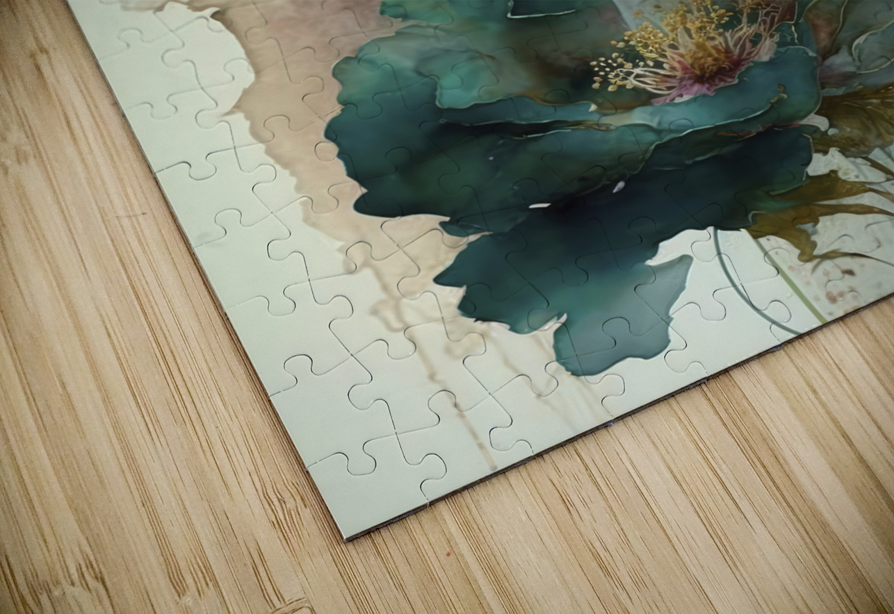 turquoise vintage flowers George Bloise Puzzle