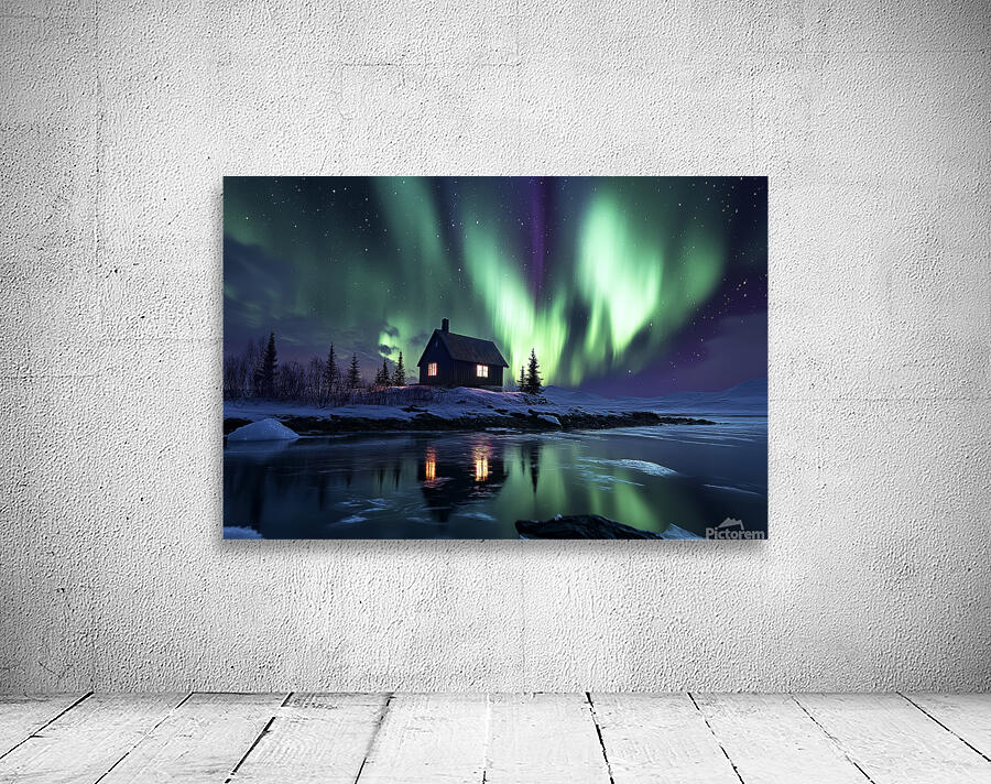 Northern Lights Alaska House Wall Preview