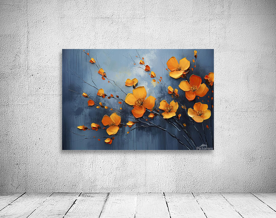 orange wall flowers Wall Preview