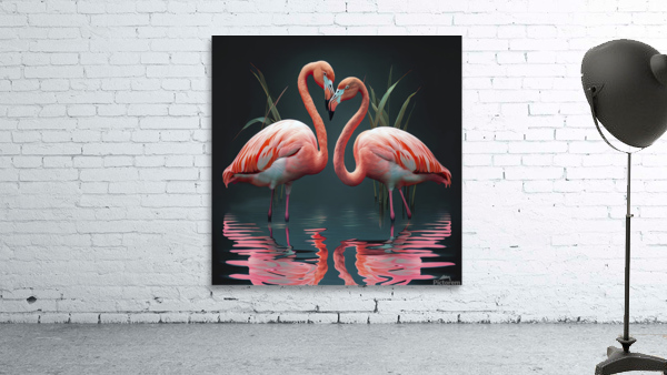 flamingos at night Wall Preview
