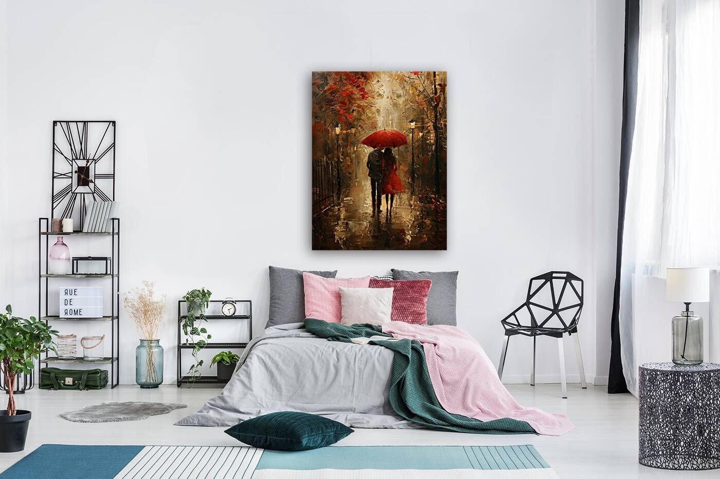 couple in the rain Reproduction