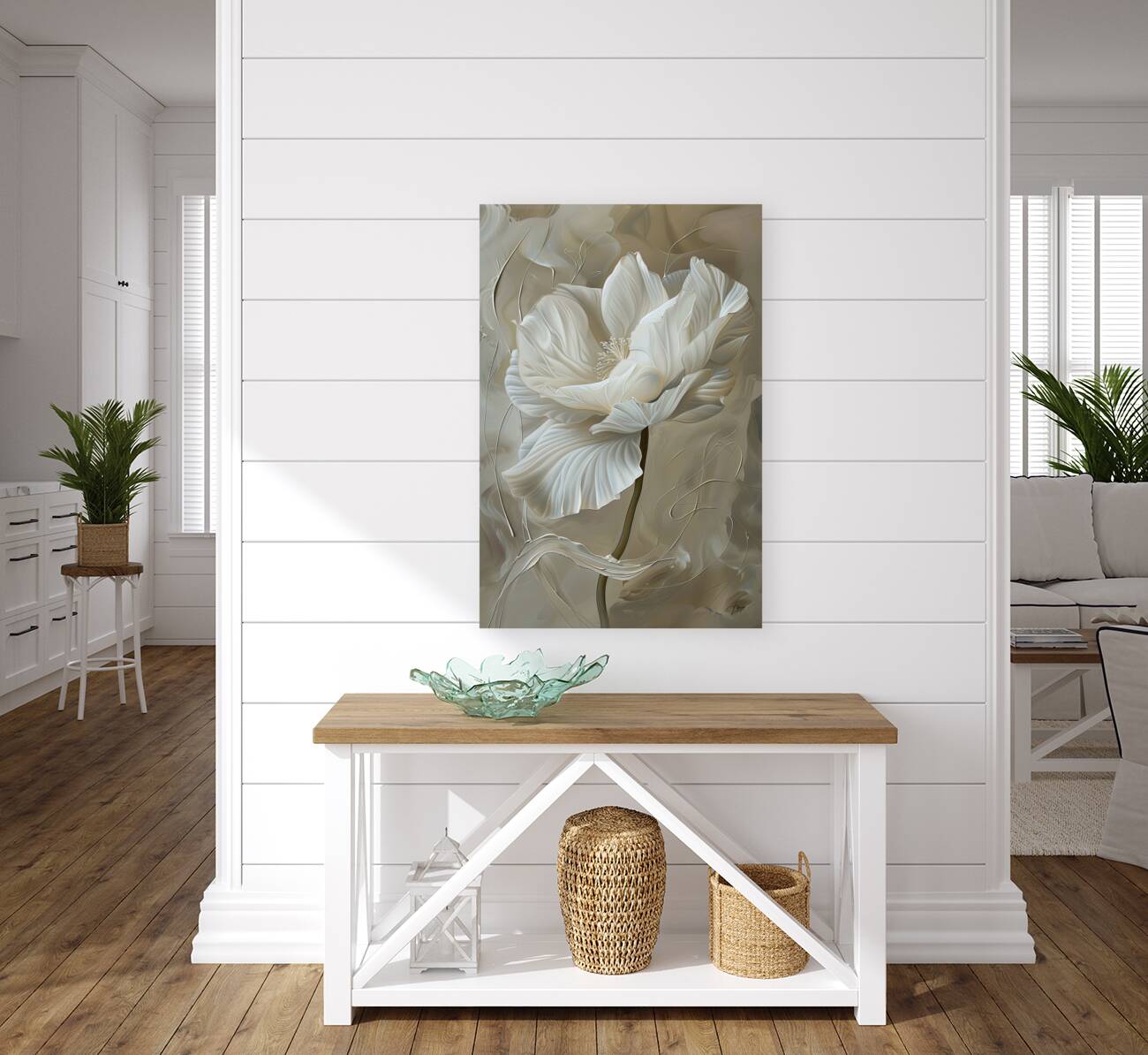 White Flowers Fabric:B Reproduction