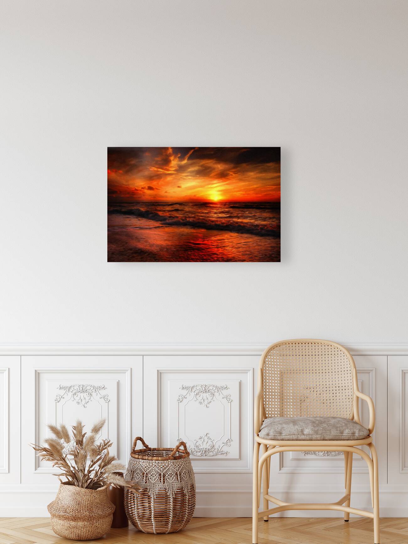 sunset beach red Reproduction