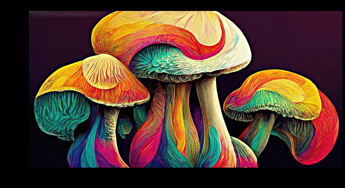 colored mushrooms Reproduction
