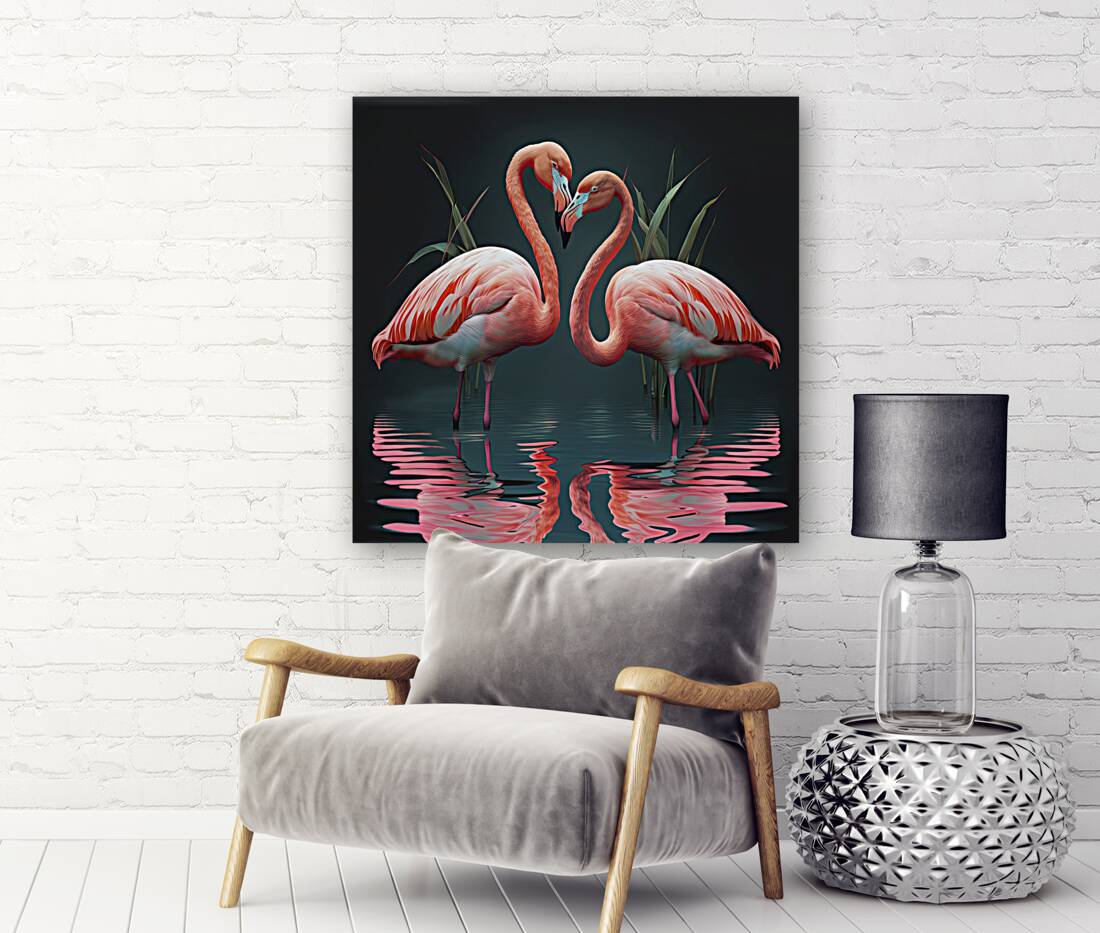 flamingos at night Reproduction