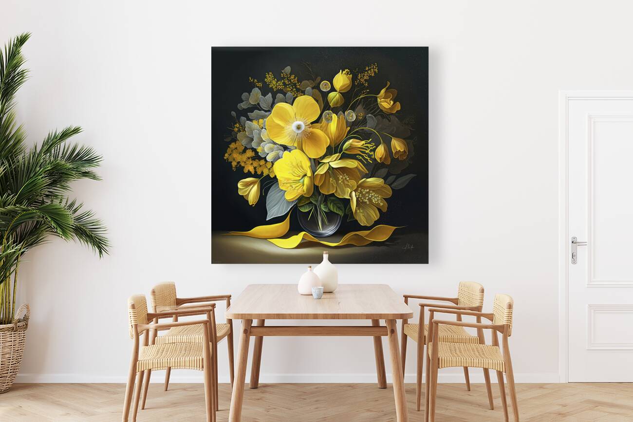 yellow flowers art Reproduction