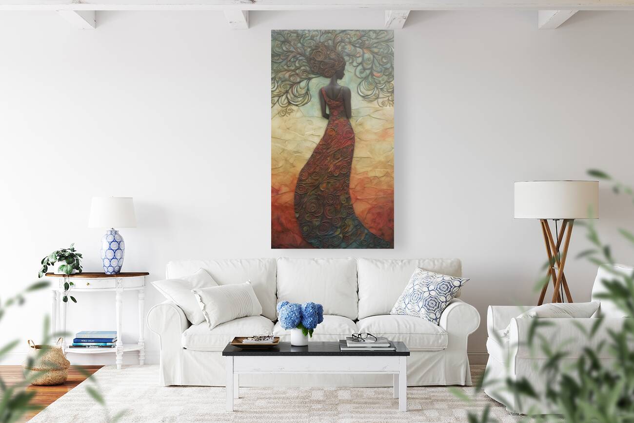 woman in paint texture Reproduction