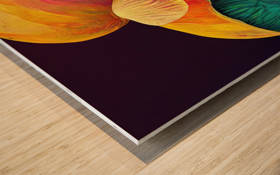 colored mushrooms Wood print