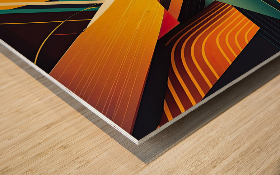 lines colors art Wood print